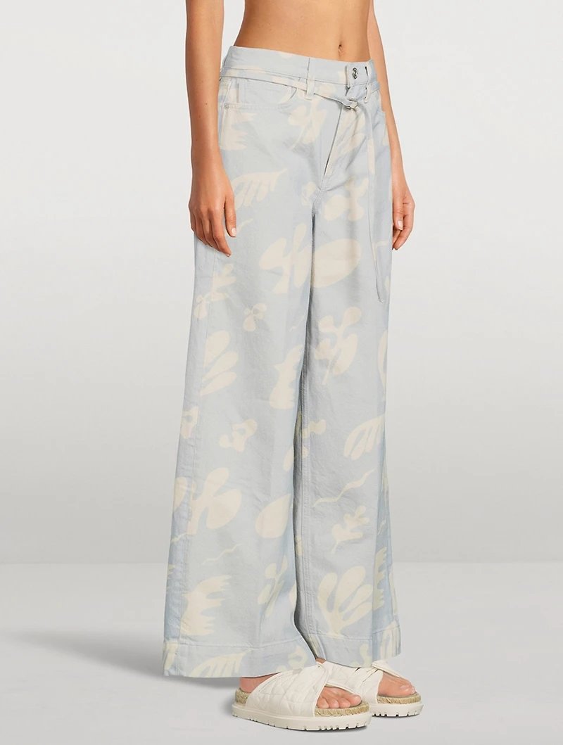 High-Rise Baggy Jeans Floral Print