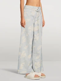 High-Rise Baggy Jeans Floral Print