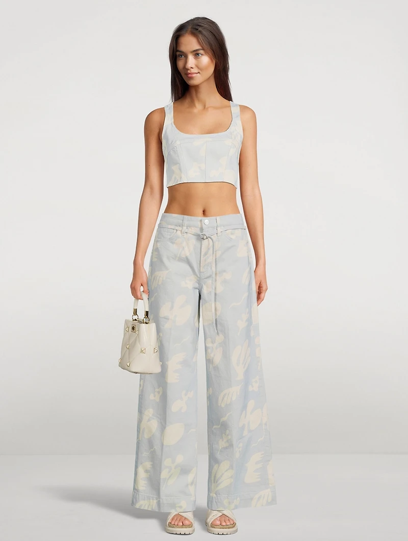 High-Rise Baggy Jeans Floral Print