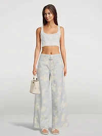 High-Rise Baggy Jeans Floral Print