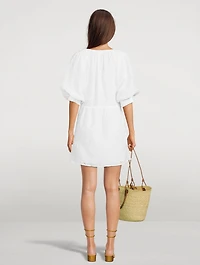 Eyelet Puff-Sleeve Dress
