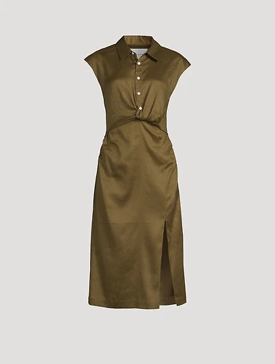 Twist-Front Midi Dress