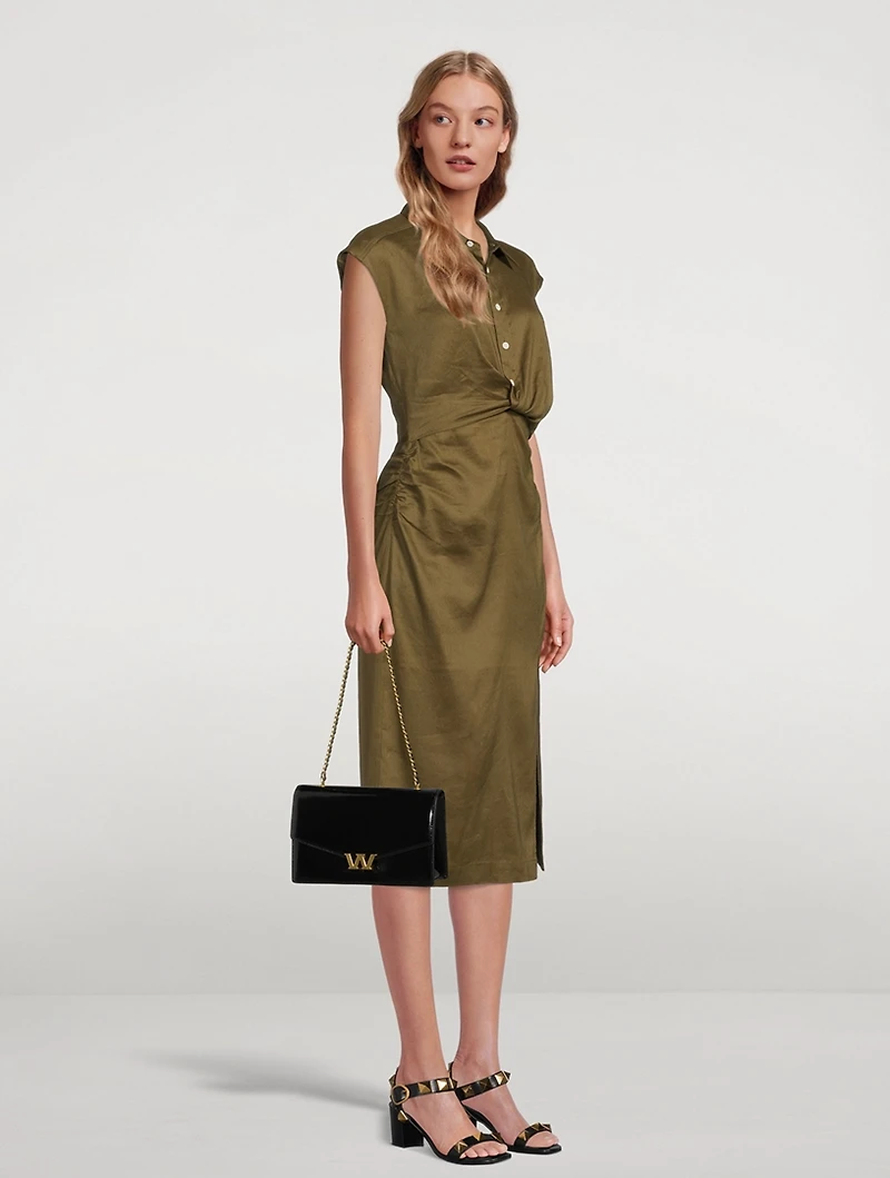 Twist-Front Midi Dress