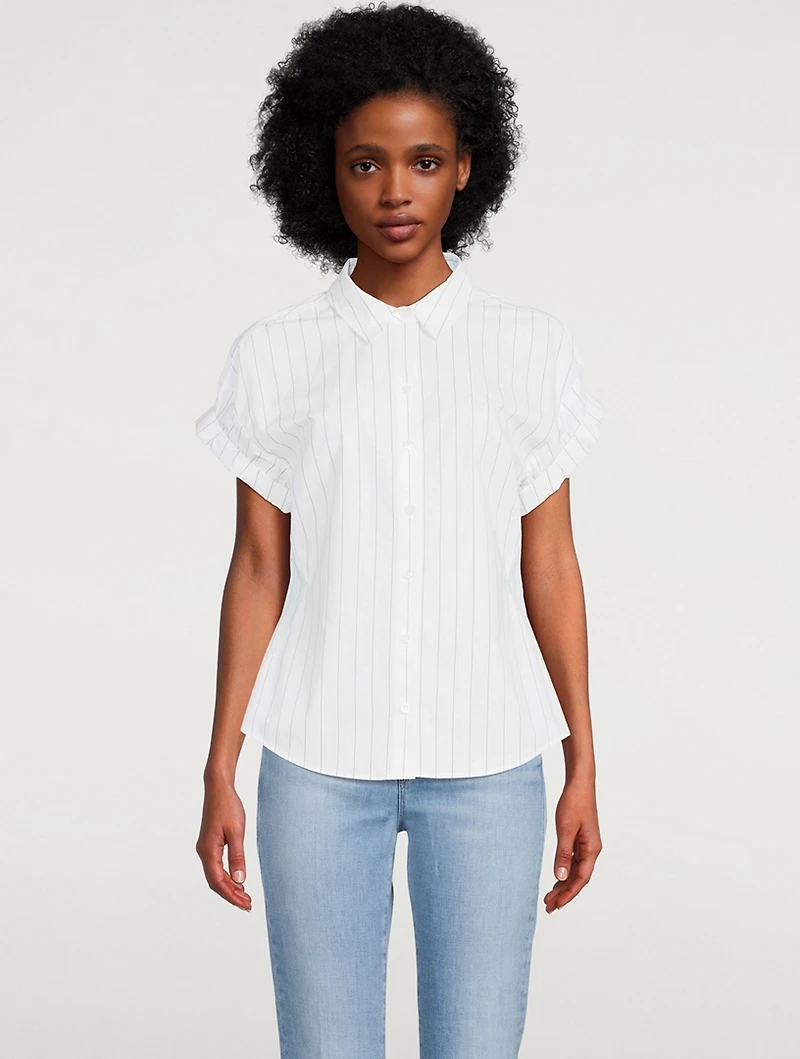 Rolled-Sleeve Shirt Stripe Print