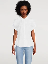 Rolled-Sleeve Shirt Stripe Print