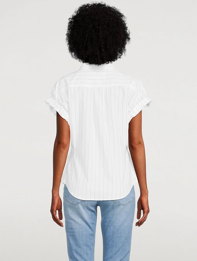 Rolled-Sleeve Shirt Stripe Print