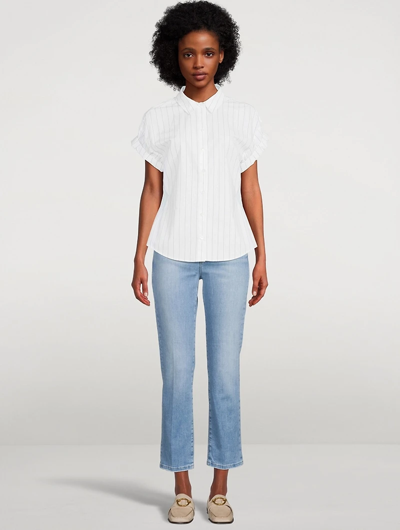 Rolled-Sleeve Shirt Stripe Print