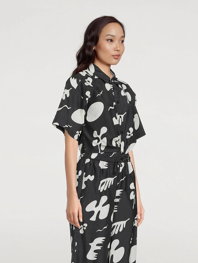Cropped Twist-Front Shirt