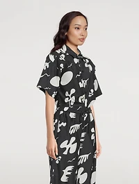 Cropped Twist-Front Shirt