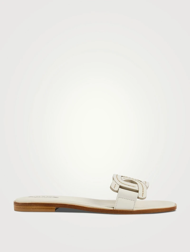 Kate Chain Leather Slide Sandals