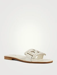 Kate Chain Leather Slide Sandals