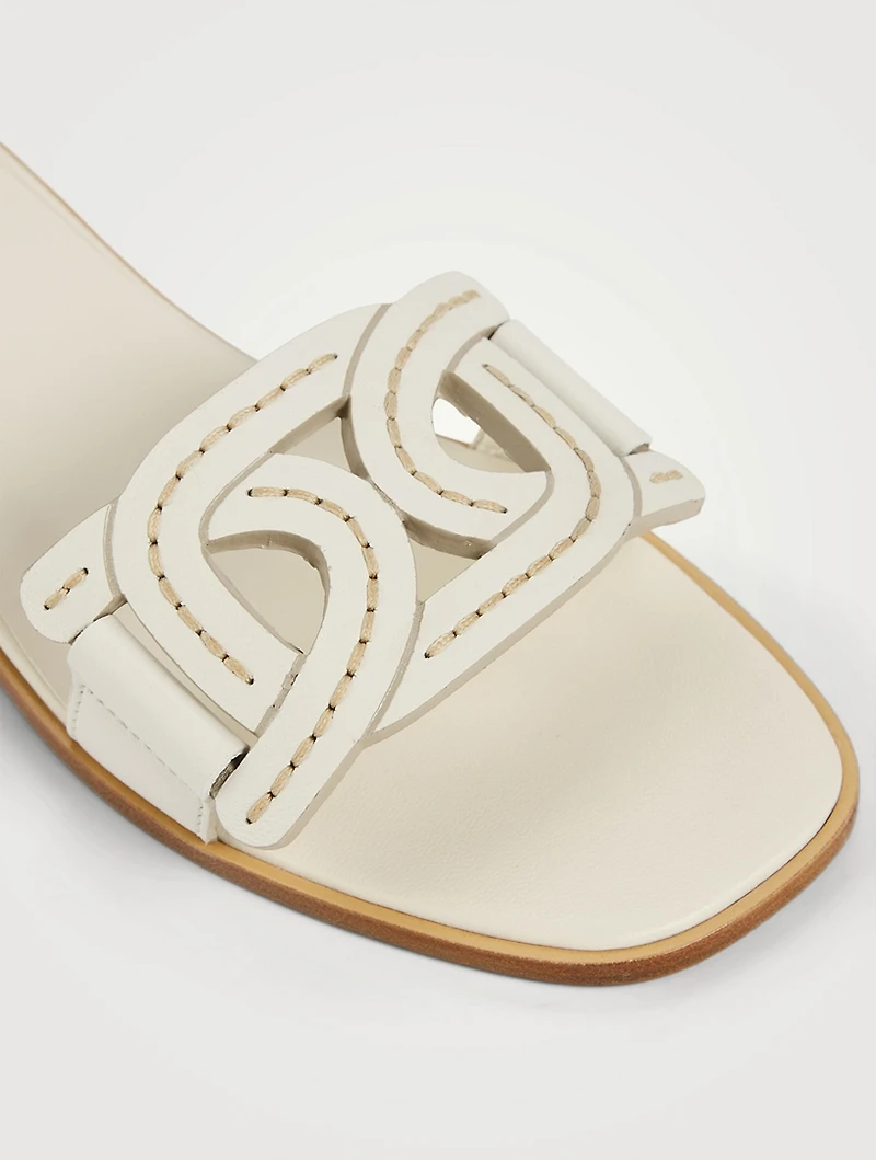 Kate Chain Leather Slide Sandals