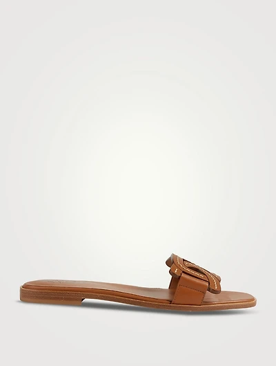 Kate Chain Leather Slide Sandals