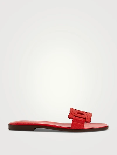 Kate Chain Leather Slide Sandals