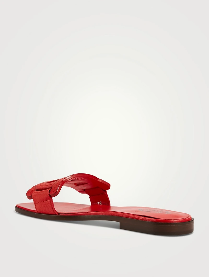 Kate Chain Leather Slide Sandals