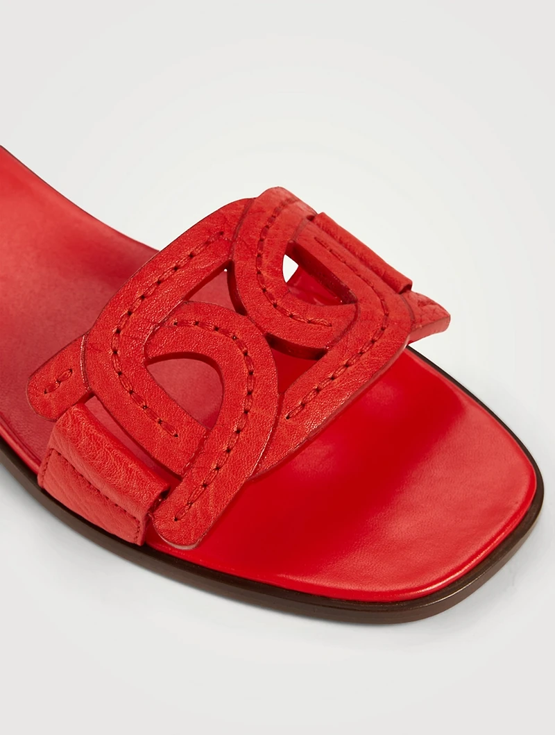 Kate Chain Leather Slide Sandals