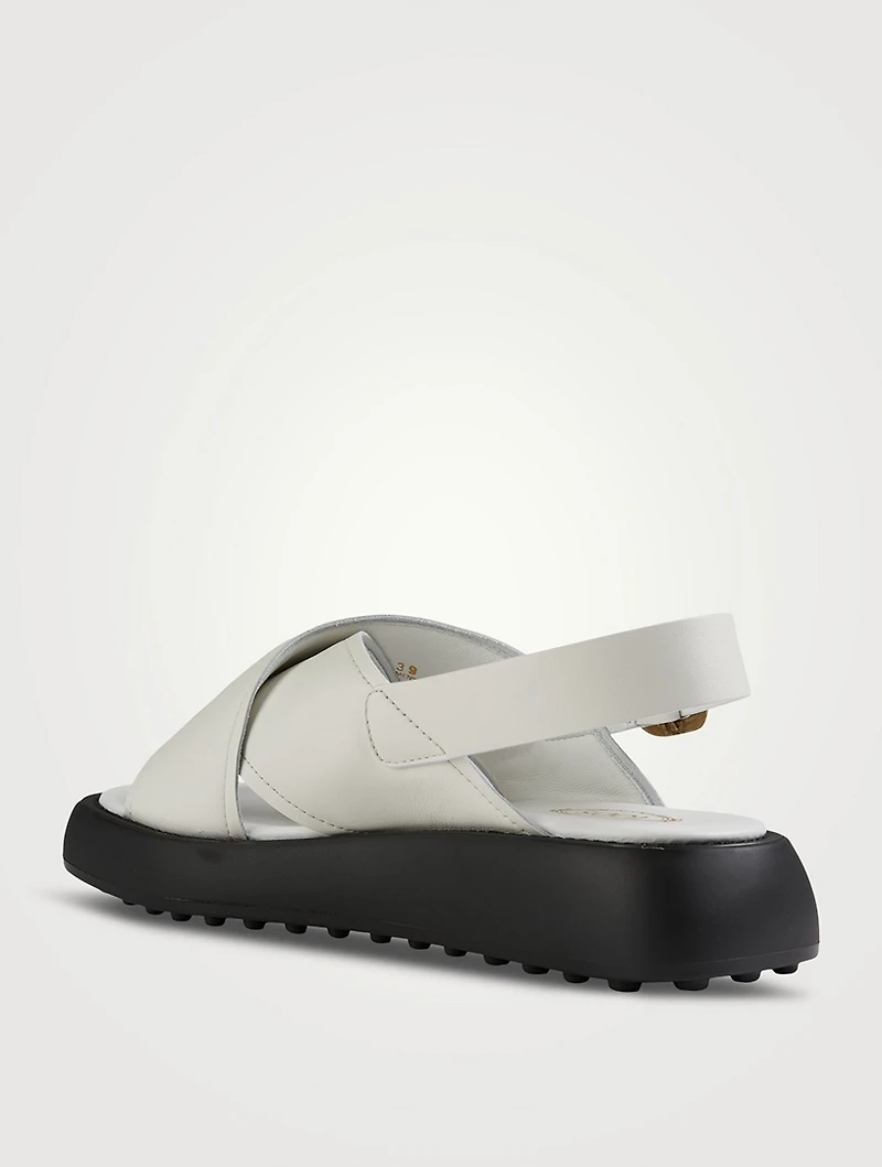 Leather Crisscross Slingback Platform Sandals