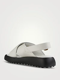 Leather Crisscross Slingback Platform Sandals