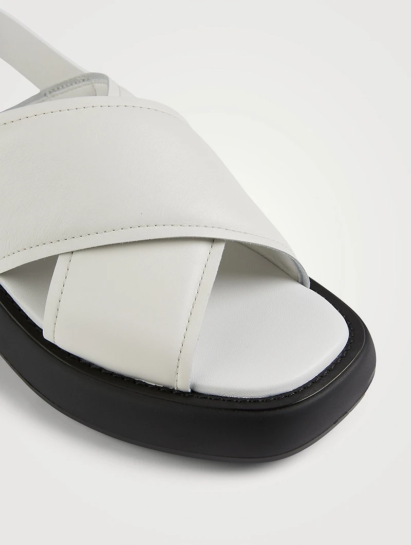 Leather Crisscross Slingback Platform Sandals