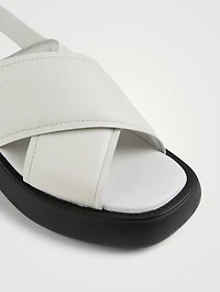 Leather Crisscross Slingback Platform Sandals