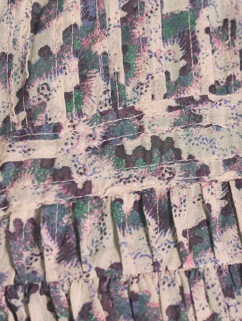 Lanikazi Printed Tiered Cotton Shirt Dress