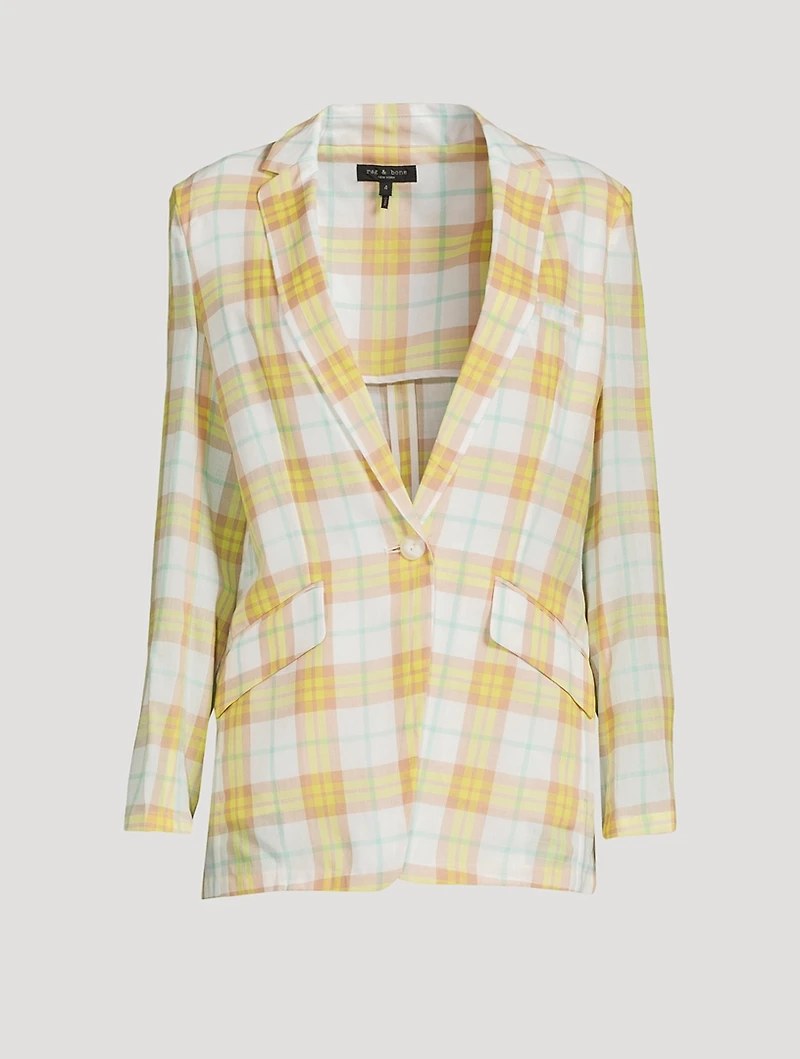 Margot Cotton Blazer Plaid Print