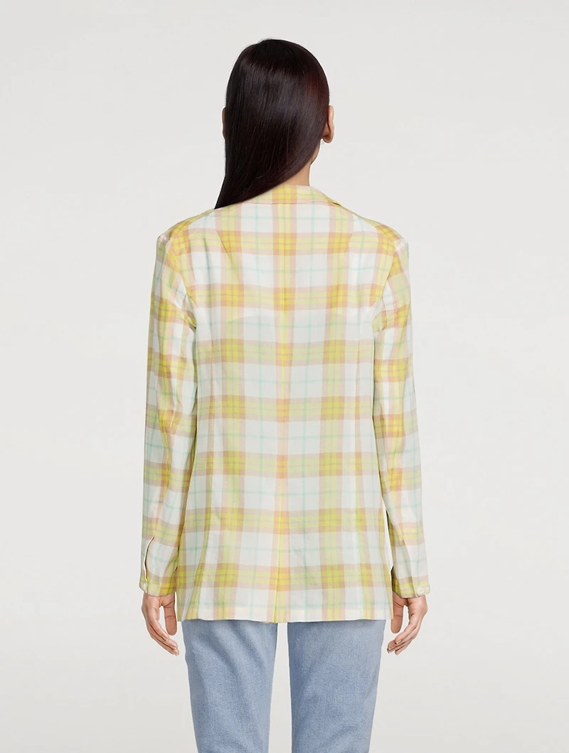 Margot Cotton Blazer Plaid Print