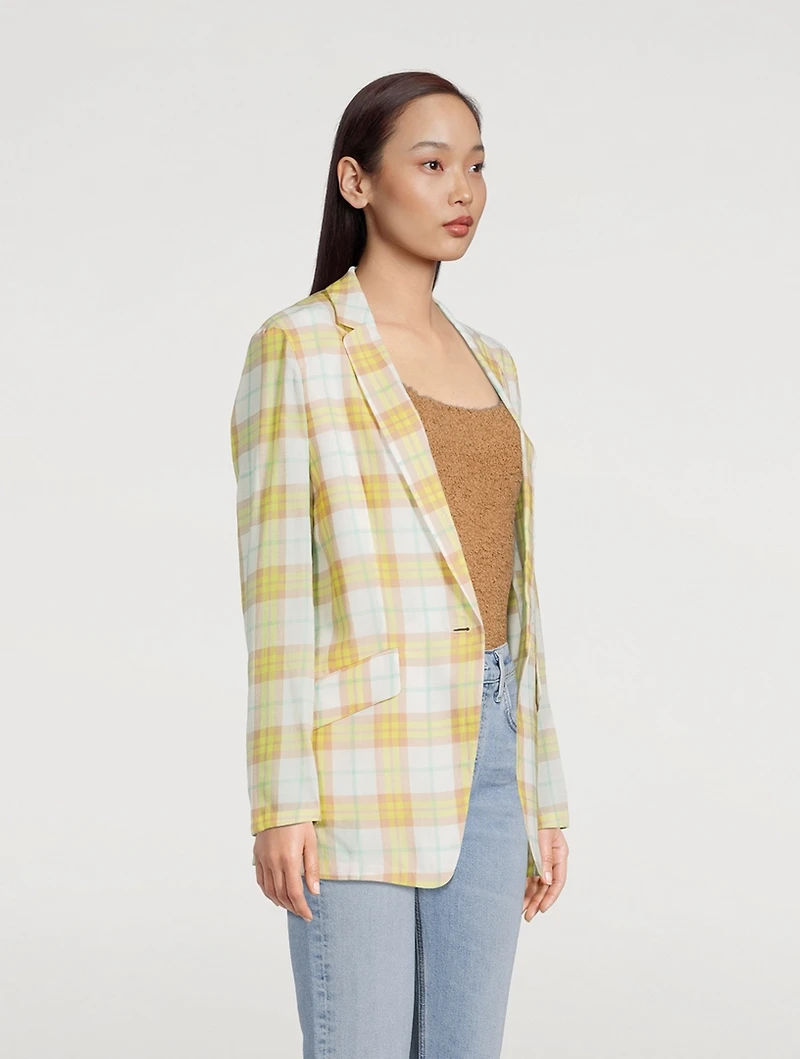 Margot Cotton Blazer Plaid Print