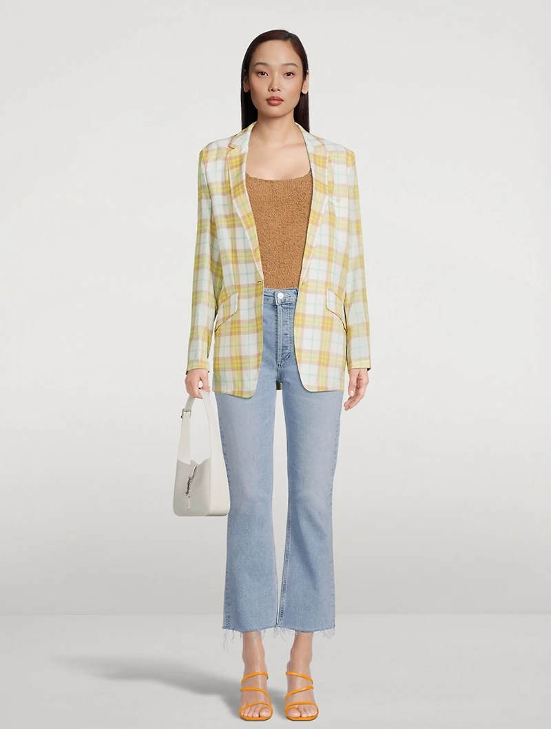 Margot Cotton Blazer Plaid Print