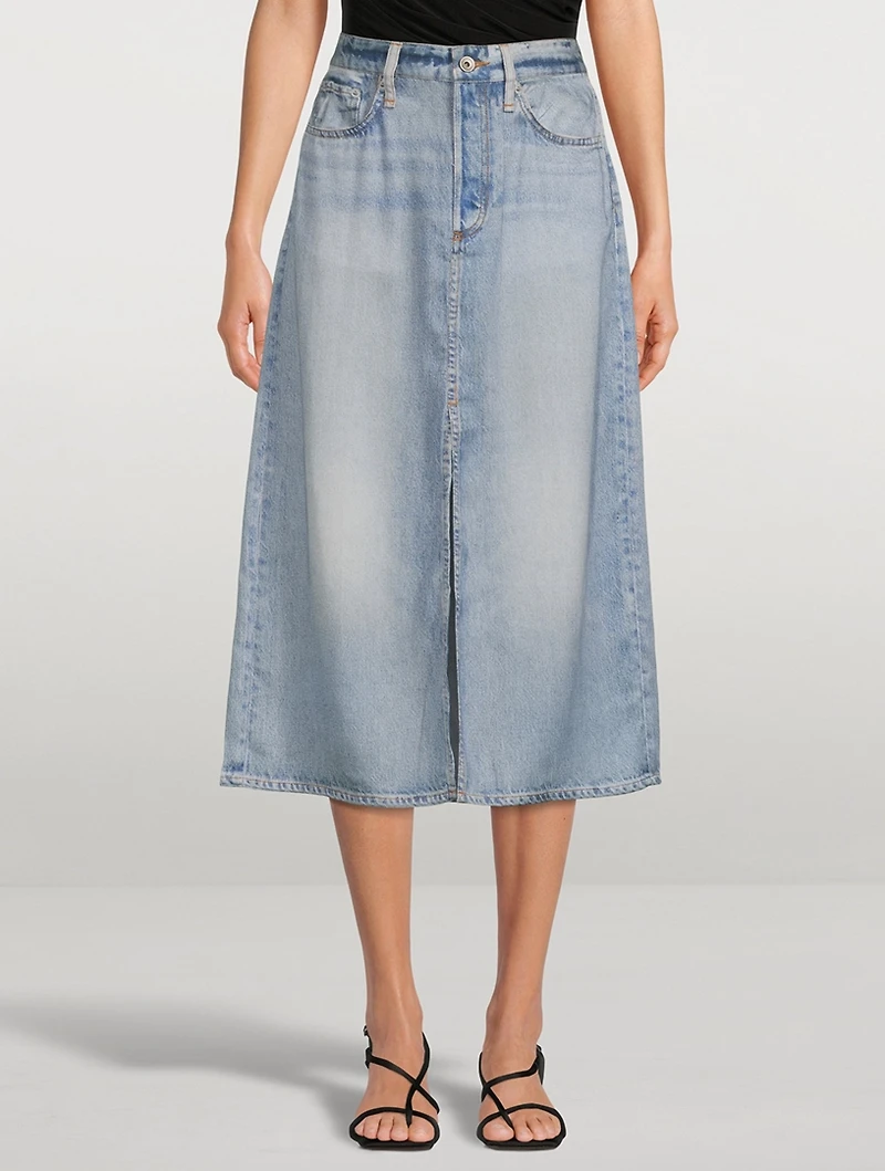 Liquid Miramar Denim Midi Skirt