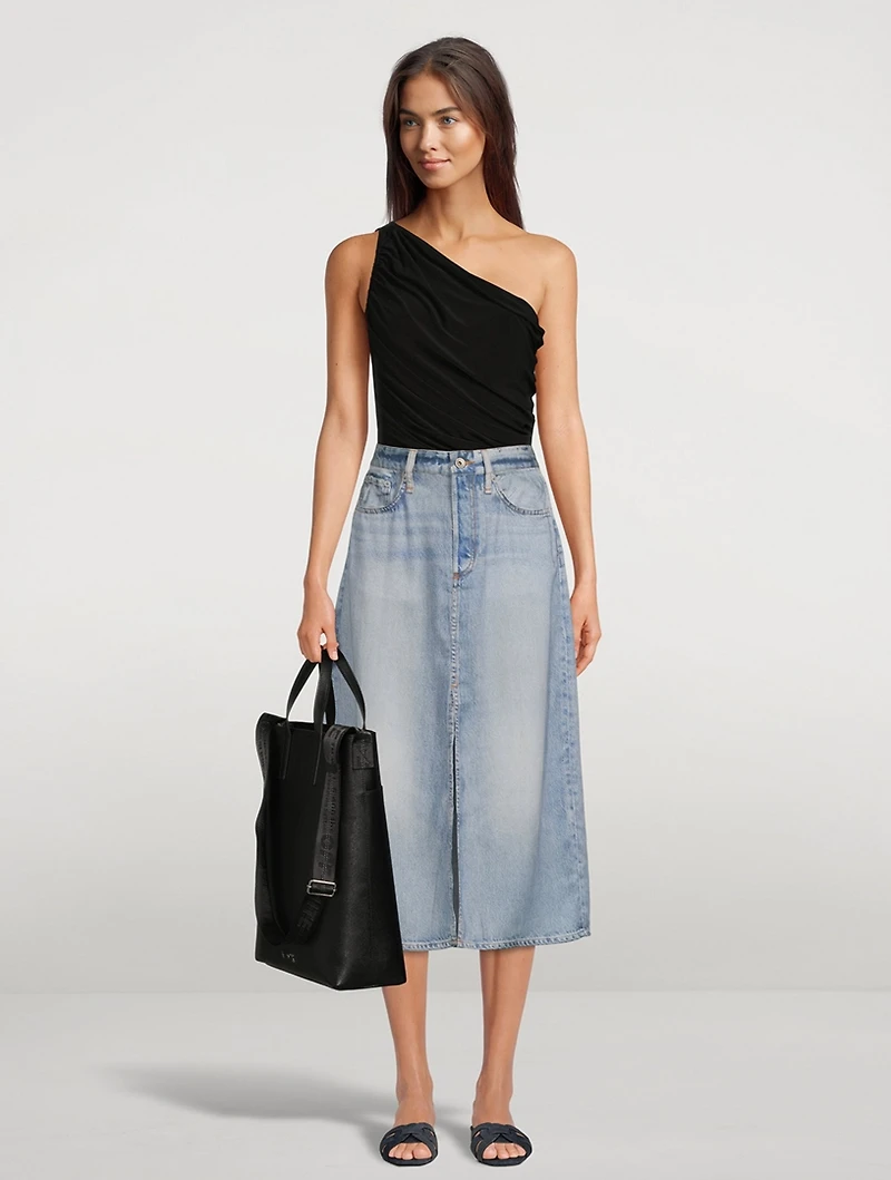 Liquid Miramar Denim Midi Skirt