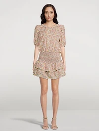 Nili Smocked Mini Skirt Floral Print