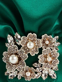 Mini RV Bouquet Pearl Strass Drape Satin Clutch