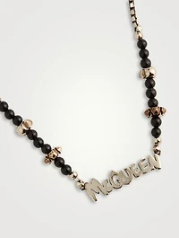 Graffiti Logo Cut-Out Beaded Necklace