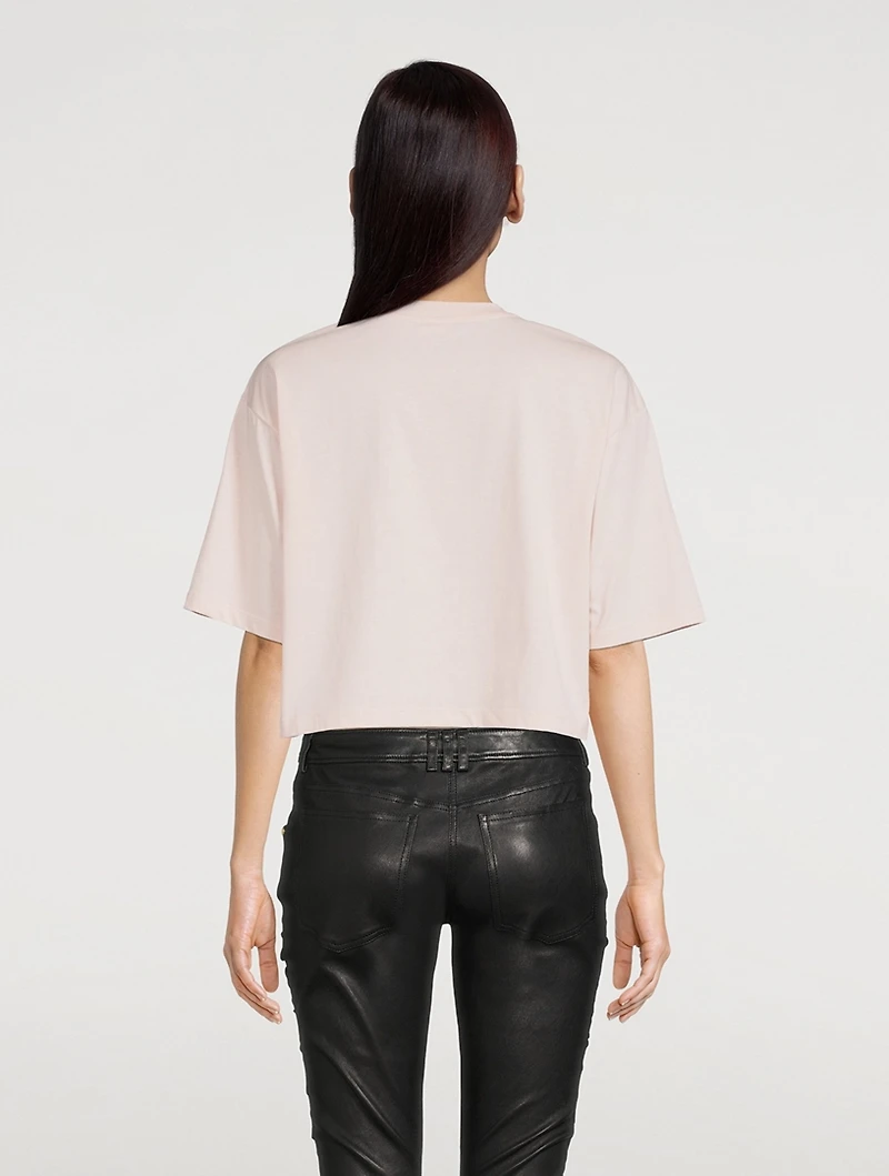 Flocked Logo Cropped T-Shirt