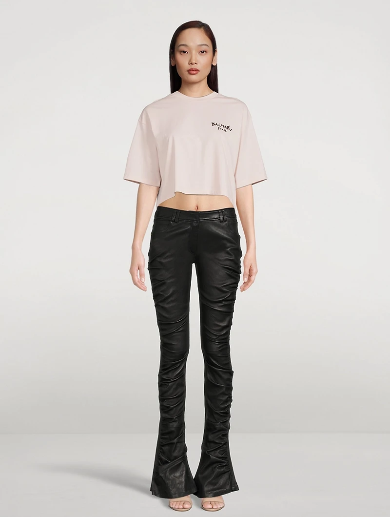 Flocked Logo Cropped T-Shirt