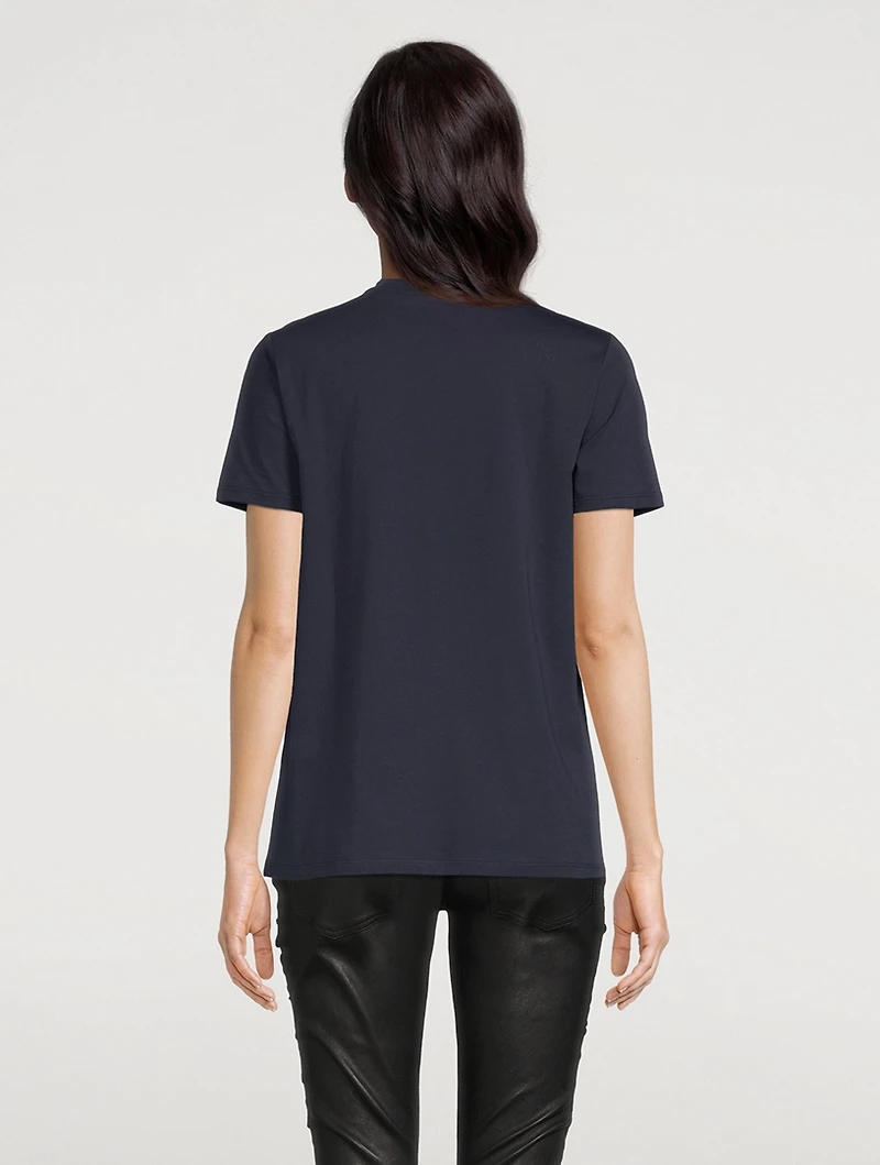 Flocked Logo T-Shirt With Buttons
