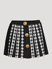 Houndstooth Pleated Mini Skirt