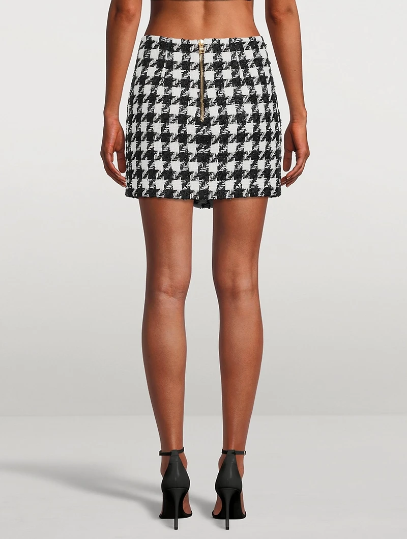 Houndstooth Tweed Mini Skirt
