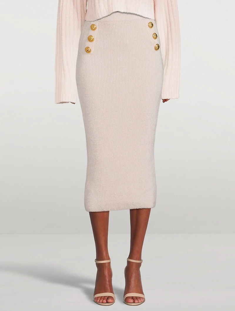High-Rise Ribbed Pencil Skirt