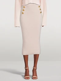 High-Rise Ribbed Pencil Skirt