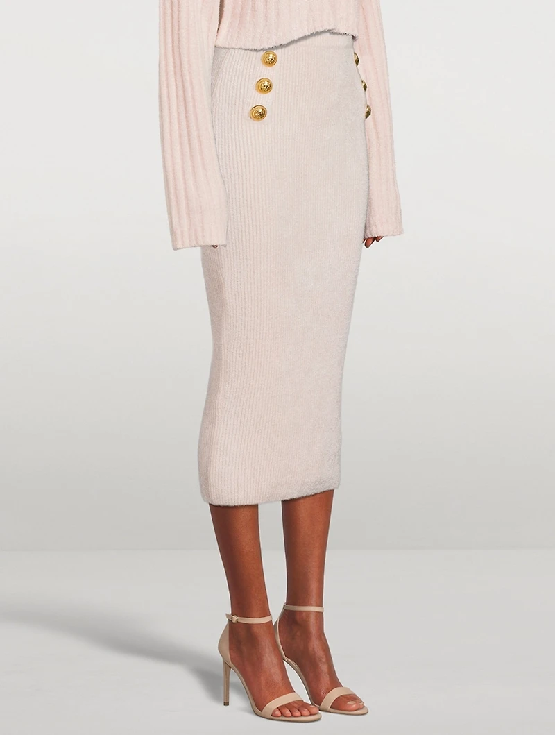 High-Rise Ribbed Pencil Skirt