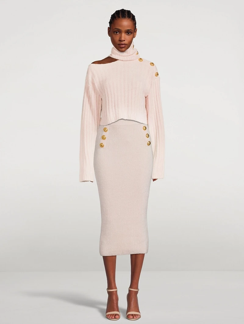 High-Rise Ribbed Pencil Skirt