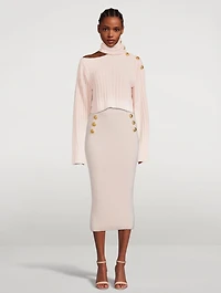 High-Rise Ribbed Pencil Skirt