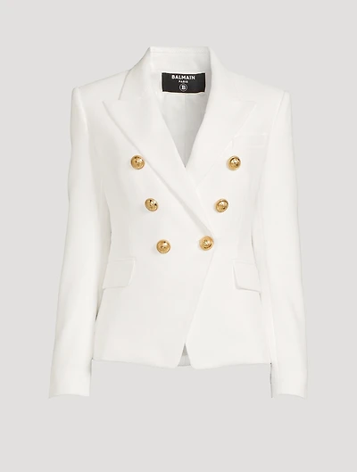 Cotton Pique Double-Breasted Blazer