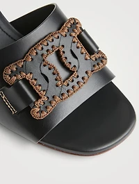 Kate Chain Leather Heeled Mule Sandals