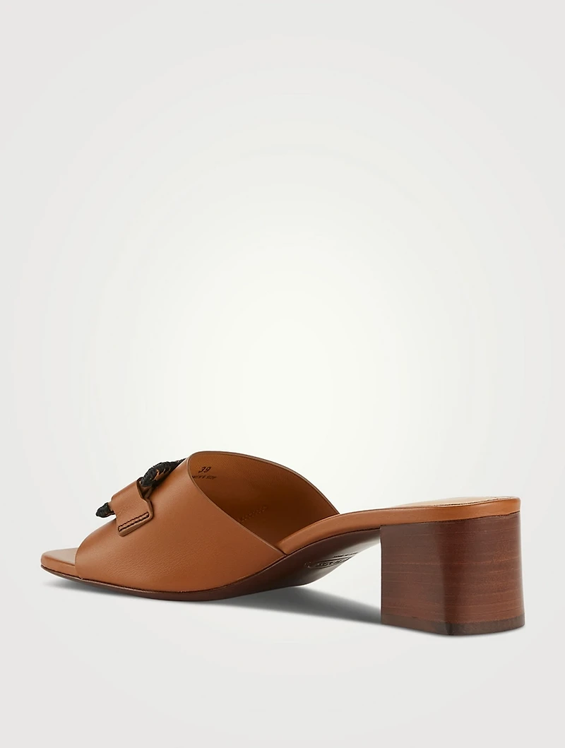 Kate Chain Leather Heeled Mule Sandals