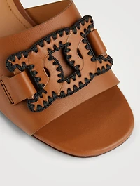 Kate Chain Leather Heeled Mule Sandals