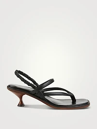 Leather Heeled Slingback Thong Sandals