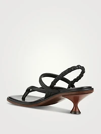 Leather Heeled Slingback Thong Sandals